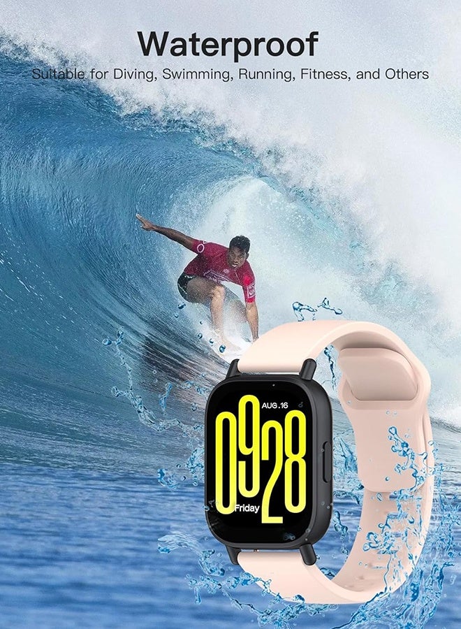Wffo 3 Pcs Silicone Strap Compatible with Redmi Watch 5 Active/Redmi Watch 5 Lite - Soft Silicone Breathable Strap Sport Band for Men Women (Light Pink/White/Ink Blue) - Image 5